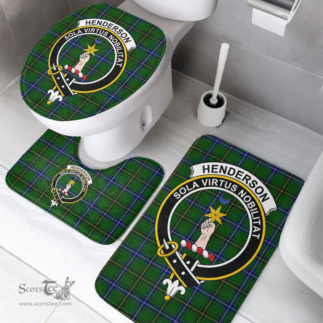 Scottish Henderson Modern Clan Crest Tartan Bath Rug Set Plaid Bathroom Set