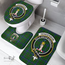 Scottish Henderson Modern Clan Crest Tartan Bath Rug Set Plaid Bathroom Set