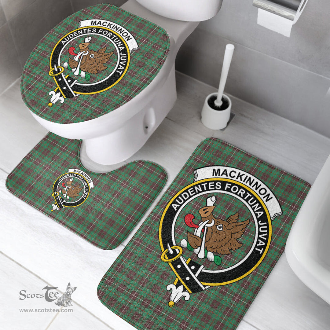 Scottish MacKinnon Hunting Ancient Clan Crest Tartan Bath Rug Set Plaid Bathroom Set