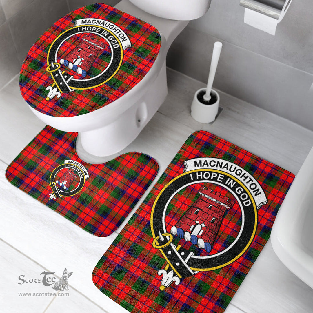 Scottish MacNaughton Modern Clan Crest Tartan Bath Rug Set Plaid Bathroom Set