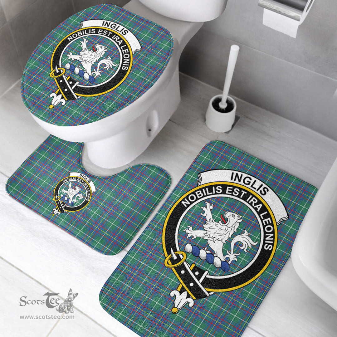 Scottish Inglis Ancient Clan Crest Tartan Bath Rug Set Plaid Bathroom Set