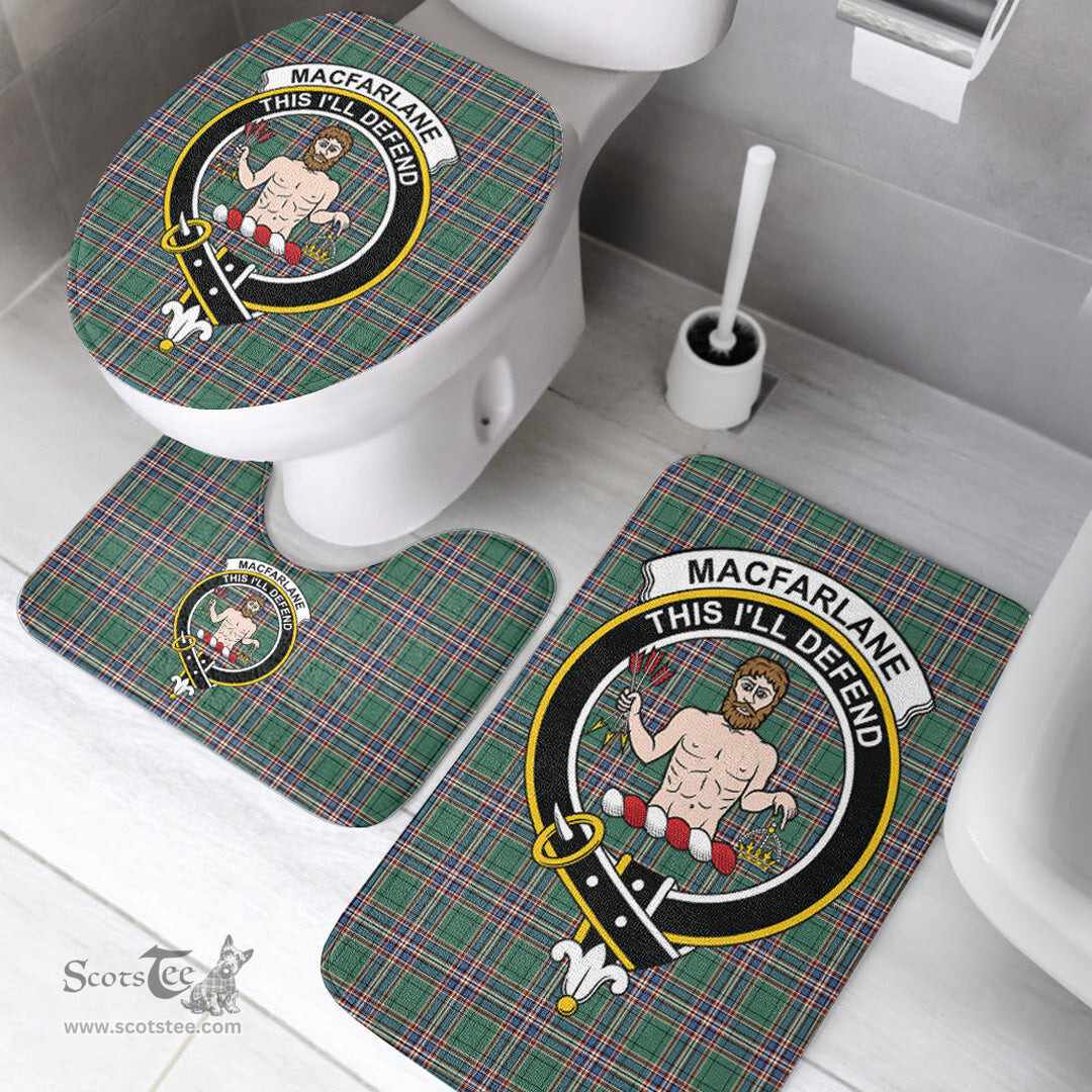 Scottish MacFarlane Hunting Ancient Clan Crest Tartan Bath Rug Set Plaid Bathroom Set