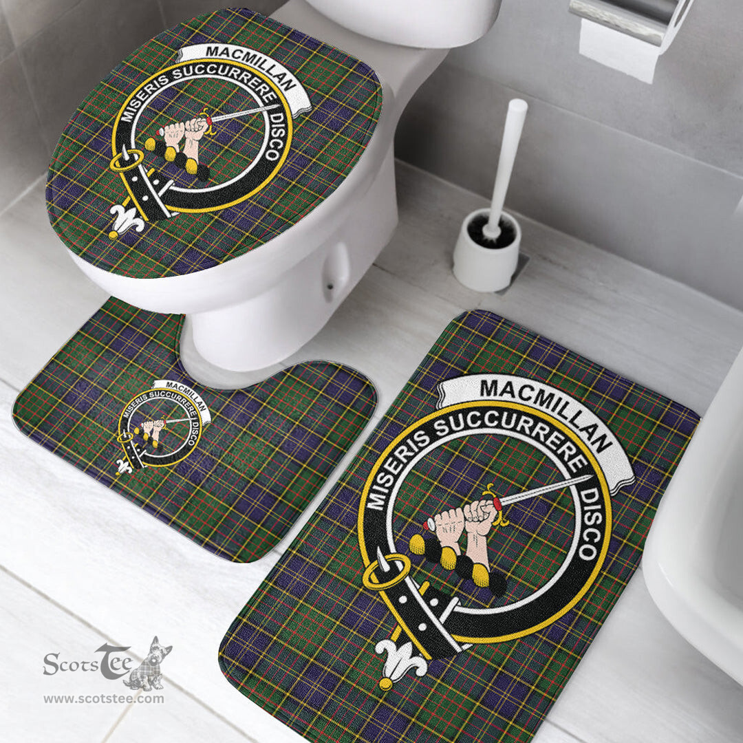 Scottish MacMillan Hunting Modern Clan Crest Tartan Bath Rug Set Plaid Bathroom Set