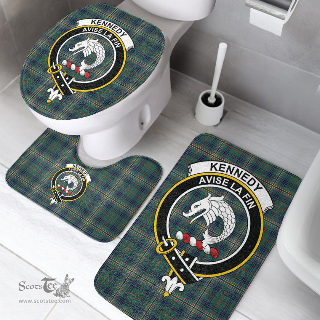 Scottish Kennedy Modern Clan Crest Tartan Bath Rug Set Plaid Bathroom Set
