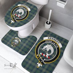 Scottish Kennedy Modern Clan Crest Tartan Bath Rug Set Plaid Bathroom Set