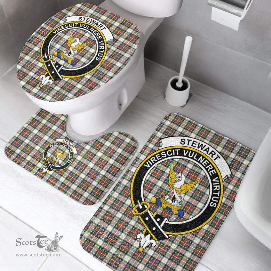 Scottish Stewart Dress Ancient Clan Crest Tartan Bath Rug Set Plaid Bathroom Set