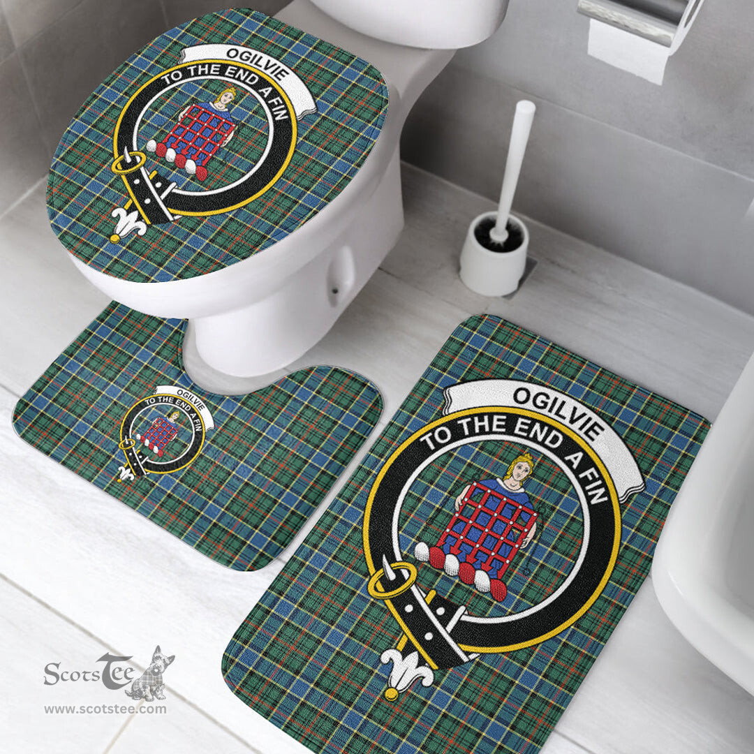Scottish Ogilvie Hunting Ancient Clan Crest Tartan Bath Rug Set Plaid Bathroom Set