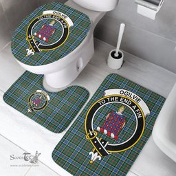 Scottish Ogilvie Hunting Ancient Clan Crest Tartan Bath Rug Set Plaid Bathroom Set