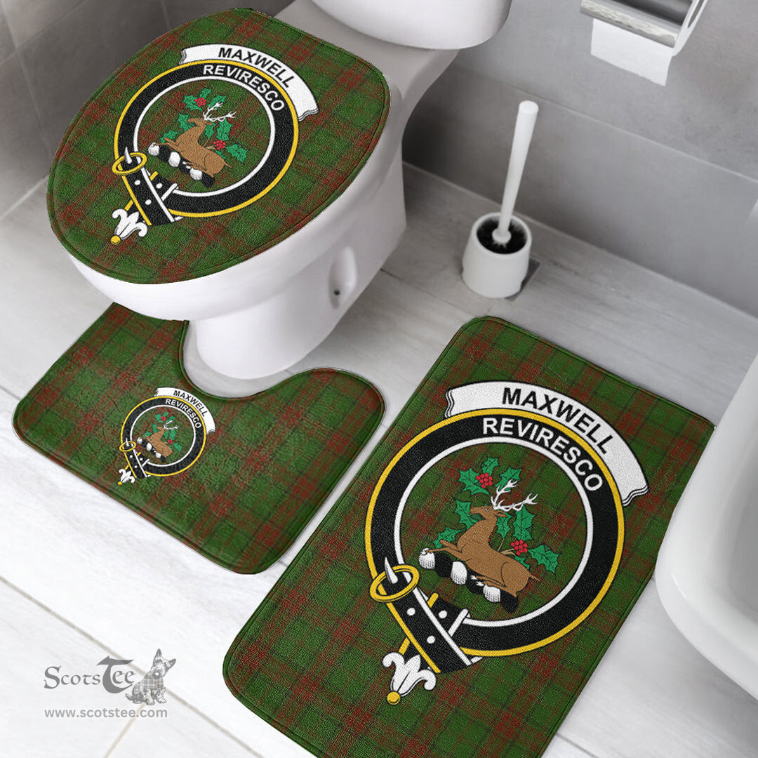 Scottish Maxwell Hunting Clan Crest Tartan Bath Rug Set Plaid Bathroom Set