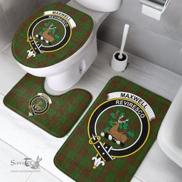 Scottish Maxwell Hunting Clan Crest Tartan Bath Rug Set Plaid Bathroom Set