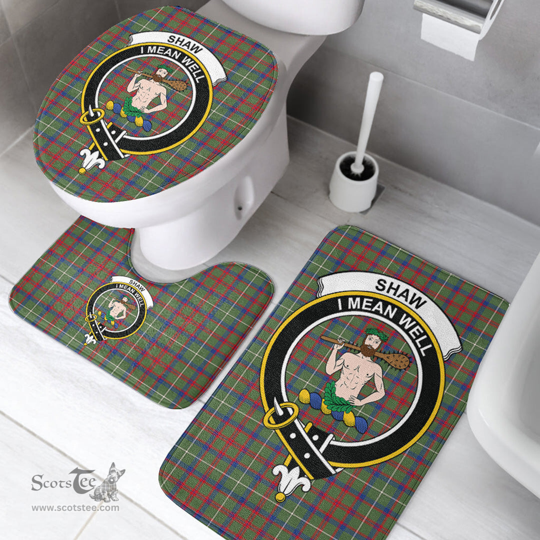 Scottish Shaw Green Modern Clan Crest Tartan Bath Rug Set Plaid Bathroom Set