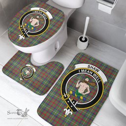 Scottish Shaw Green Modern Clan Crest Tartan Bath Rug Set Plaid Bathroom Set