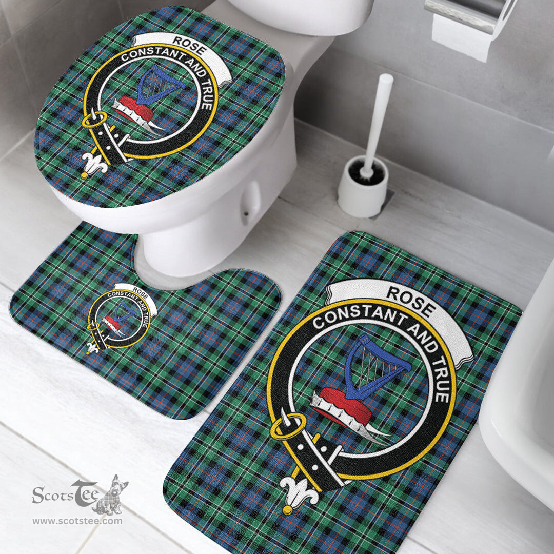 Scottish Rose Hunting Ancient Clan Crest Tartan Bath Rug Set Plaid Bathroom Set
