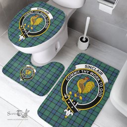 Scottish Sinclair Hunting Ancient Clan Crest Tartan Bath Rug Set Plaid Bathroom Set