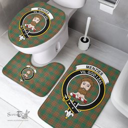 Scottish Menzies Green Ancient Clan Crest Tartan Bath Rug Set Plaid Bathroom Set