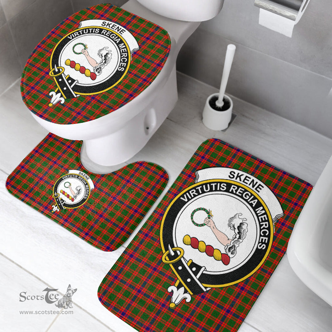 Scottish Skene Modern Clan Crest Tartan Bath Rug Set Plaid Bathroom Set
