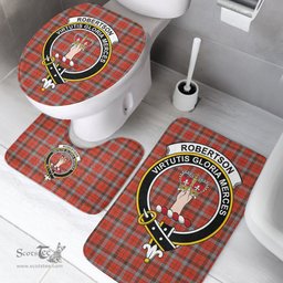 Scottish Robertson Weathered Clan Crest Tartan Bath Rug Set Plaid Bathroom Set