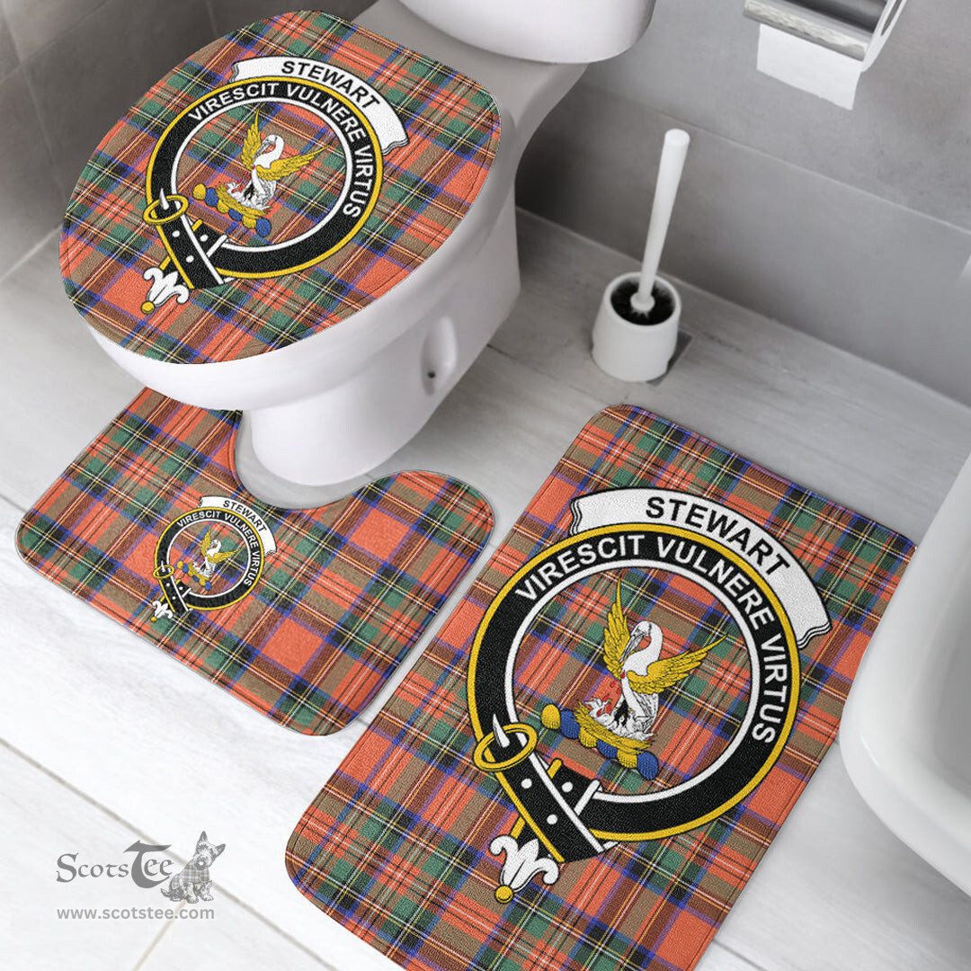 Scottish Stewart Royal Ancient Clan Crest Tartan Bath Rug Set Plaid Bathroom Set