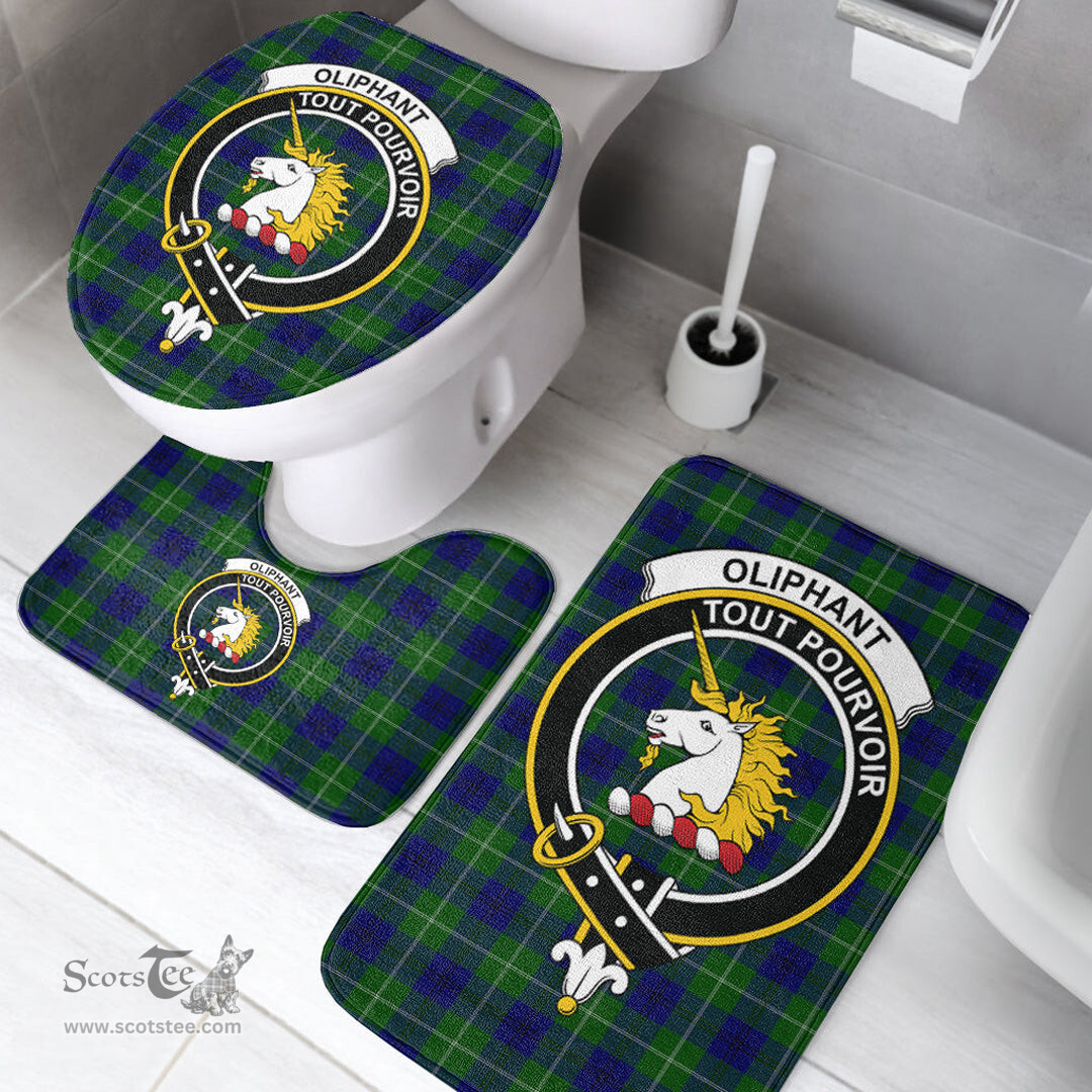 Scottish Oliphant Modern Clan Crest Tartan Bath Rug Set Plaid Bathroom Set