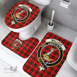 Scottish Wallace Hunting Red Clan Crest Tartan Bath Rug Set Plaid Bathroom Set