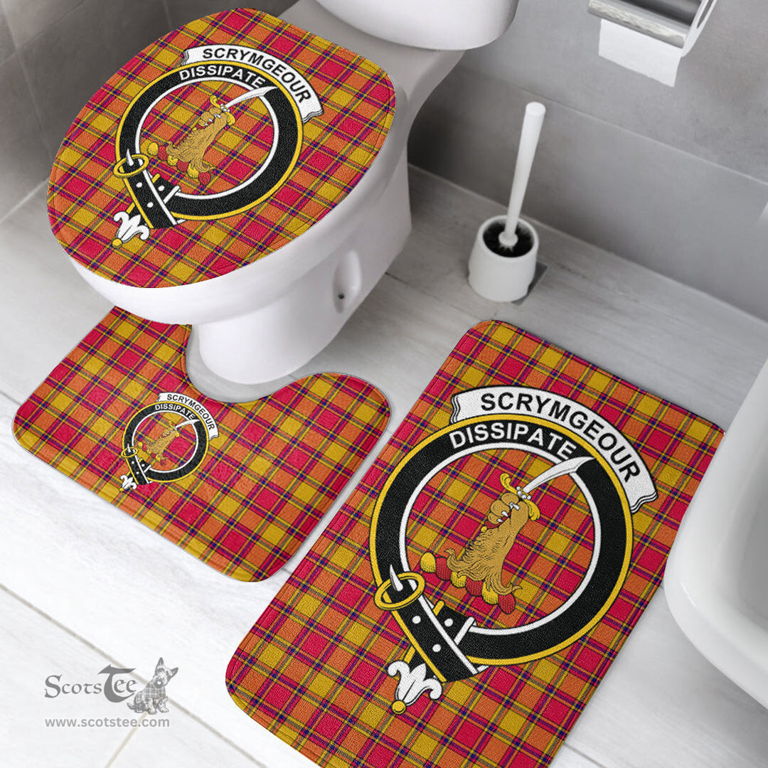 Scottish Scrymgeour Clan Crest Tartan Bath Rug Set Plaid Bathroom Set