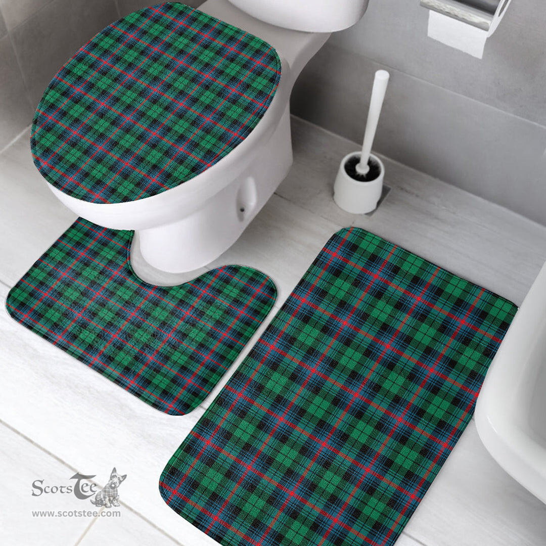 Scottish Urquhart Broad Red Ancient Clan Tartan Bath Rug Set Plaid Bathroom Set