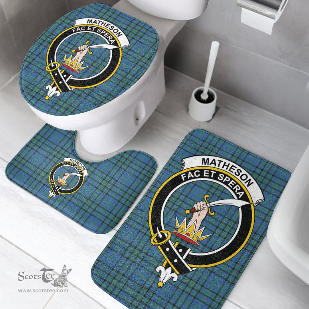 Scottish Matheson Hunting Ancient Clan Crest Tartan Bath Rug Set Plaid Bathroom Set