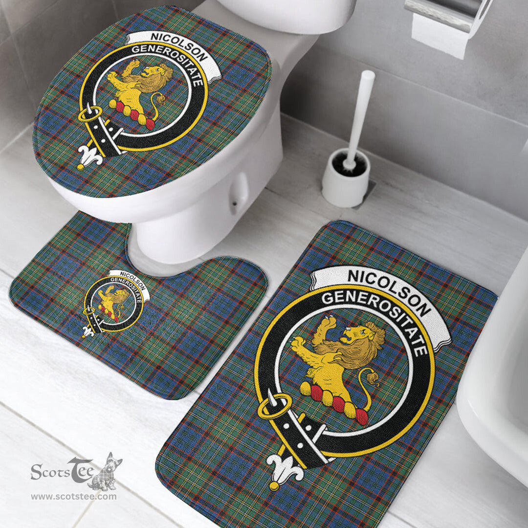 Scottish Nicolson Hunting Ancient Clan Crest Tartan Bath Rug Set Plaid Bathroom Set