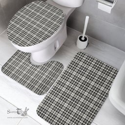 Scottish Scott Black White Ancient Clan Tartan Bath Rug Set Plaid Bathroom Set