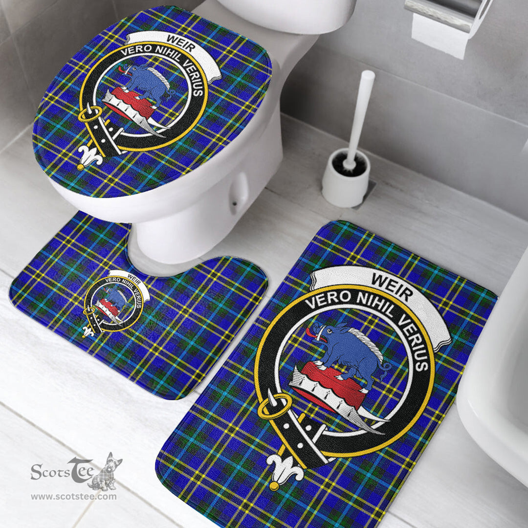 Scottish Weir Modern Clan Crest Tartan Bath Rug Set Plaid Bathroom Set