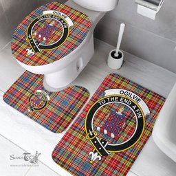 Scottish Ogilvie of Airlie Ancient Clan Crest Tartan Bath Rug Set Plaid Bathroom Set