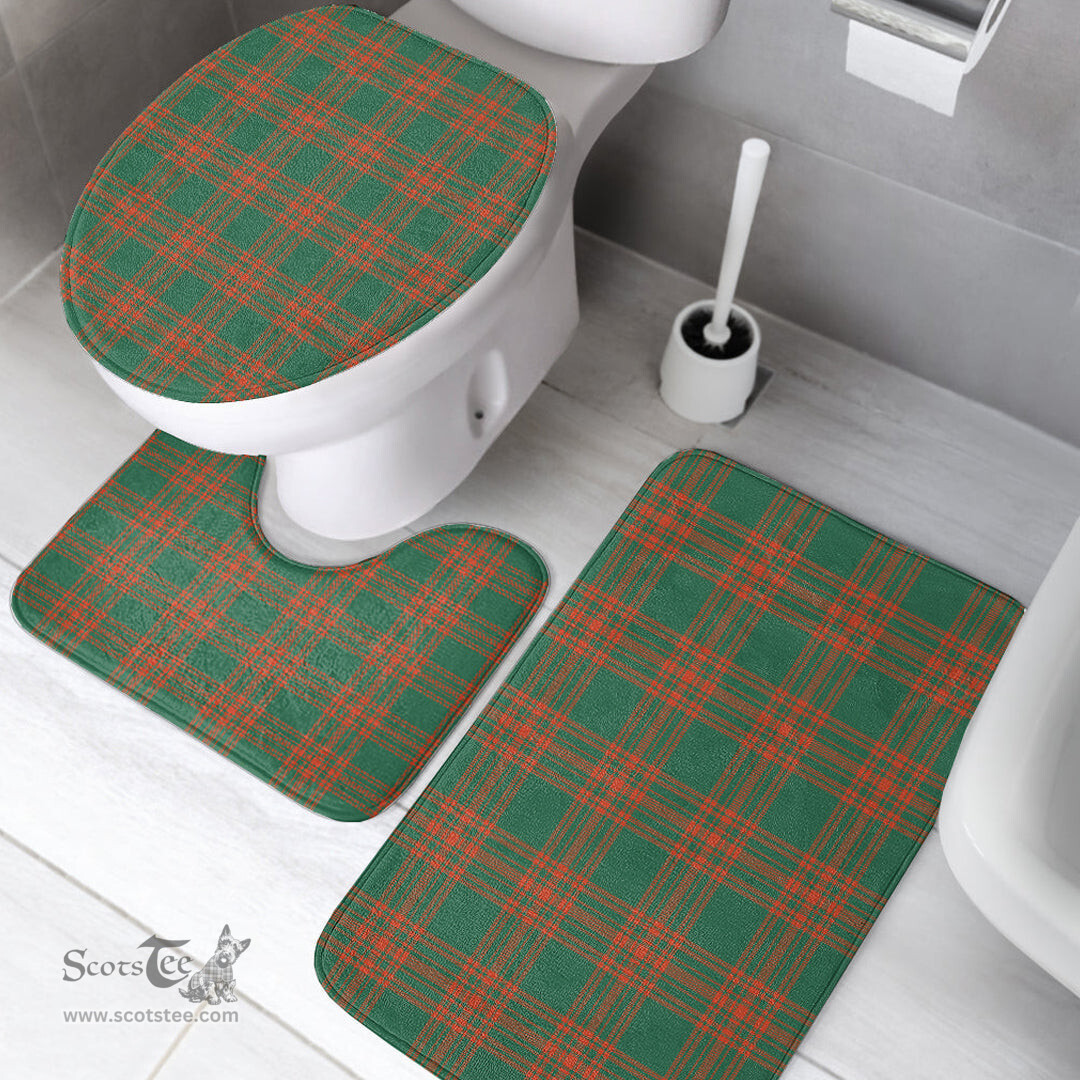 Scottish Menzies Green Ancient Clan Tartan Bath Rug Set Plaid Bathroom Set