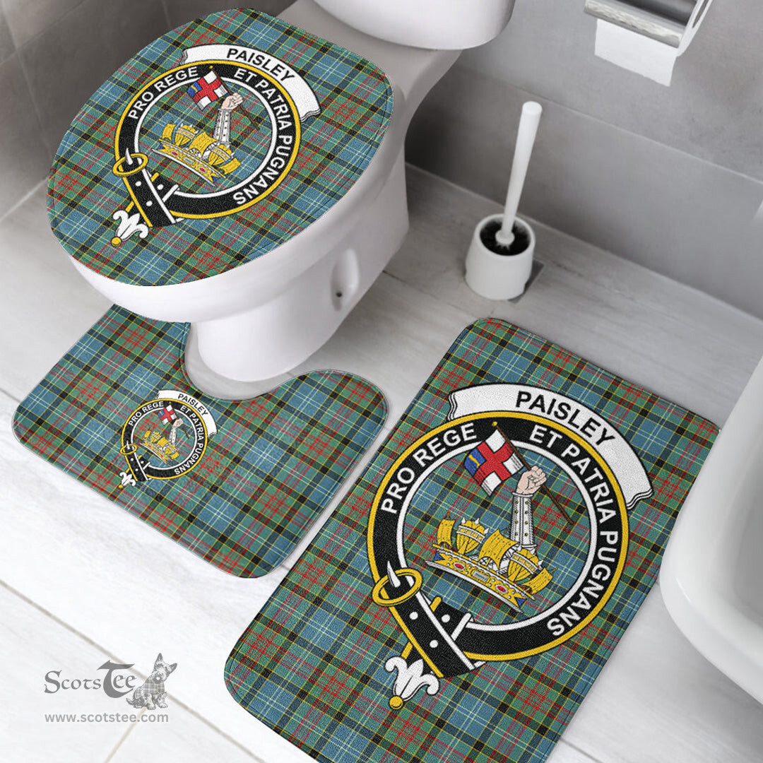 Scottish Paisley District Clan Crest Tartan Bath Rug Set Plaid Bathroom Set