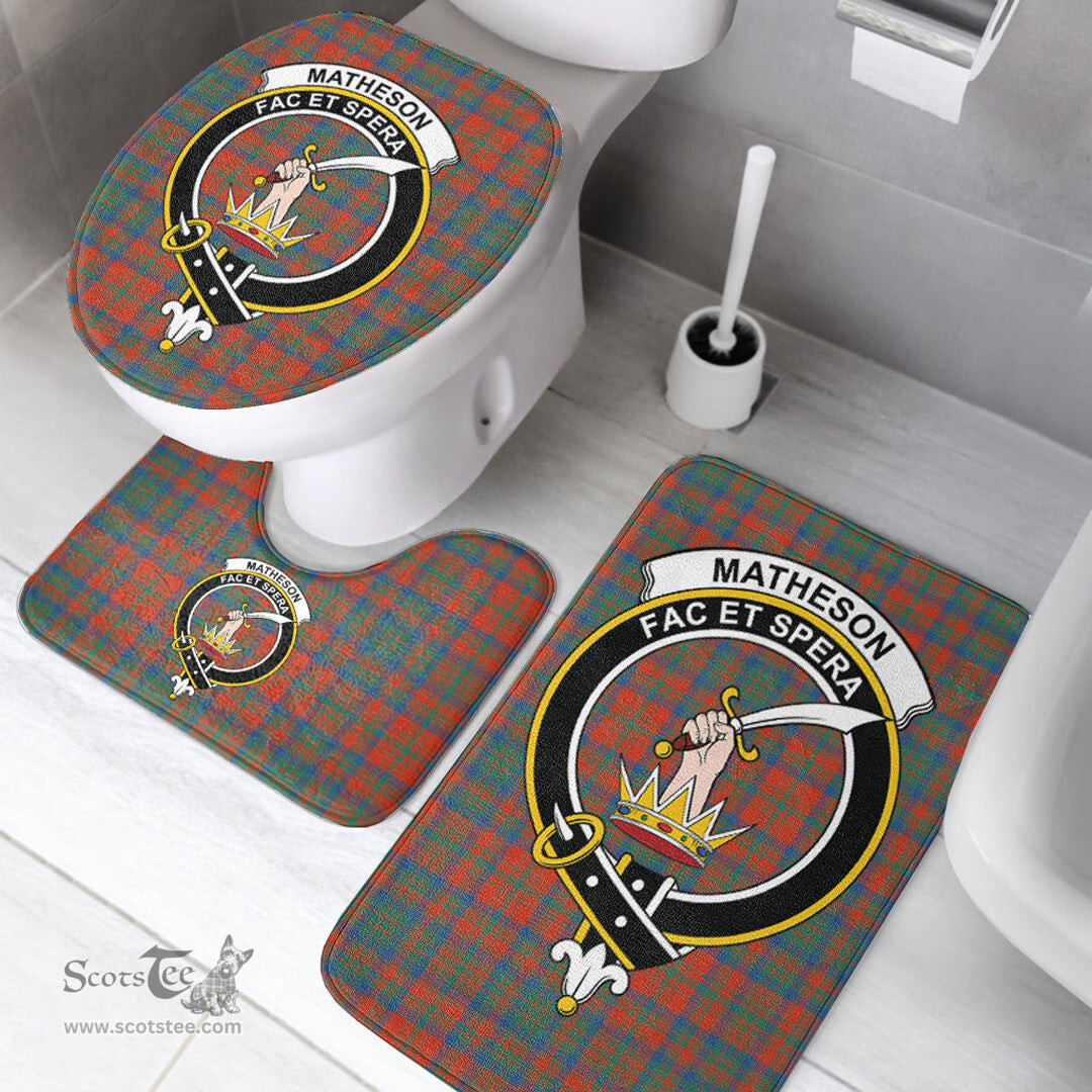 Scottish Matheson Ancient Clan Crest Tartan Bath Rug Set Plaid Bathroom Set