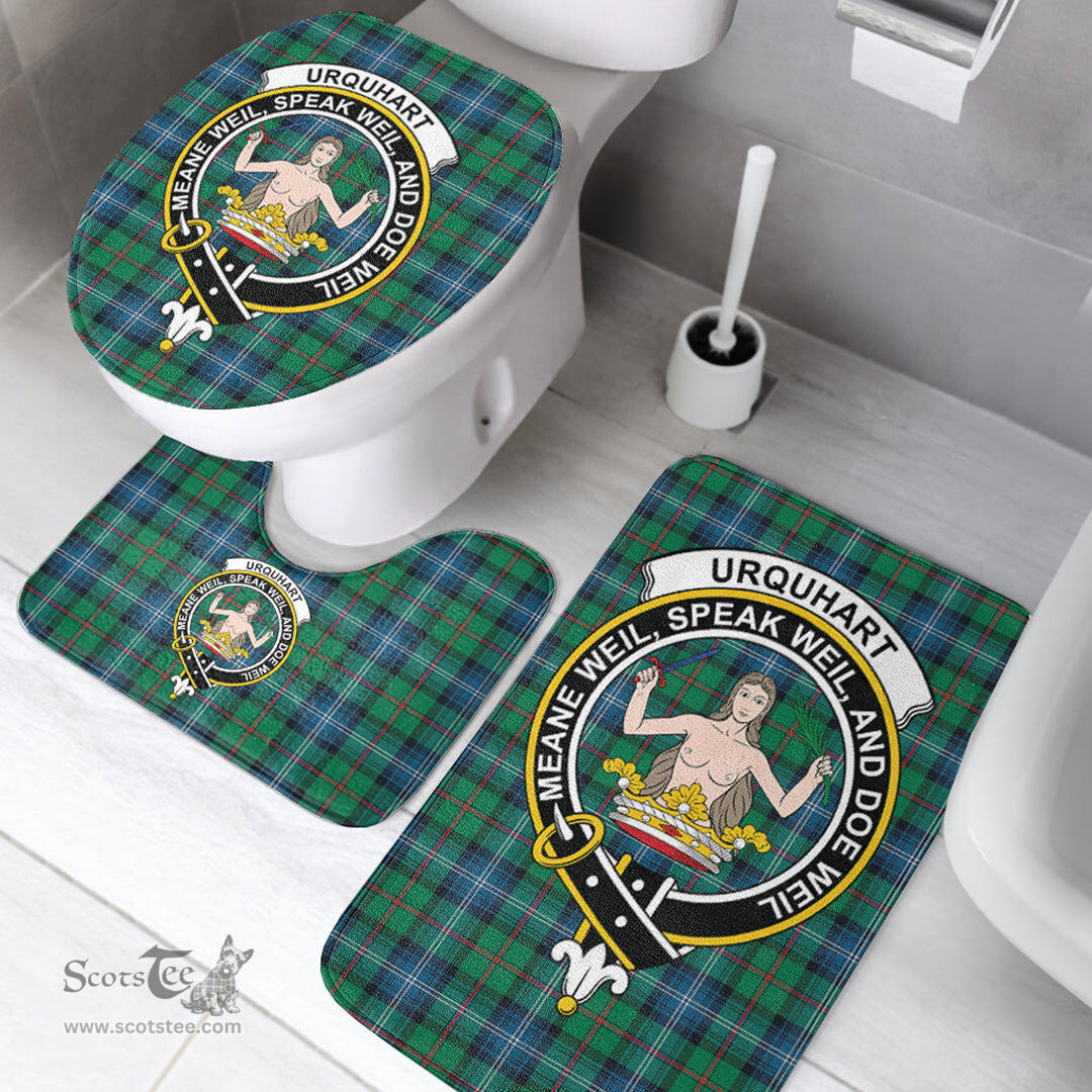 Scottish Urquhart Ancient Clan Crest Tartan Bath Rug Set Plaid Bathroom Set