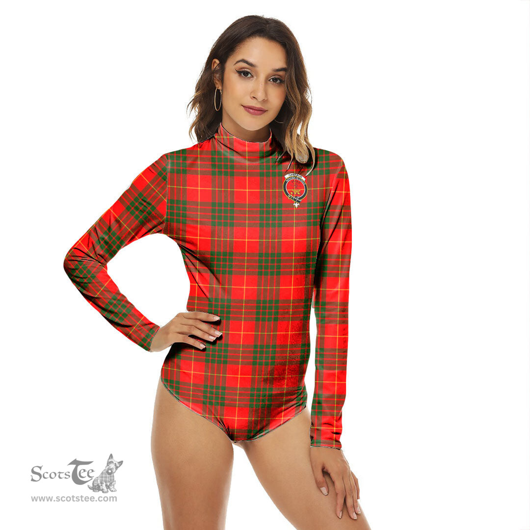 Scottish Cameron Modern Clan Crest Tartan Womens Long Sleeve Turtleneck Bodysuit