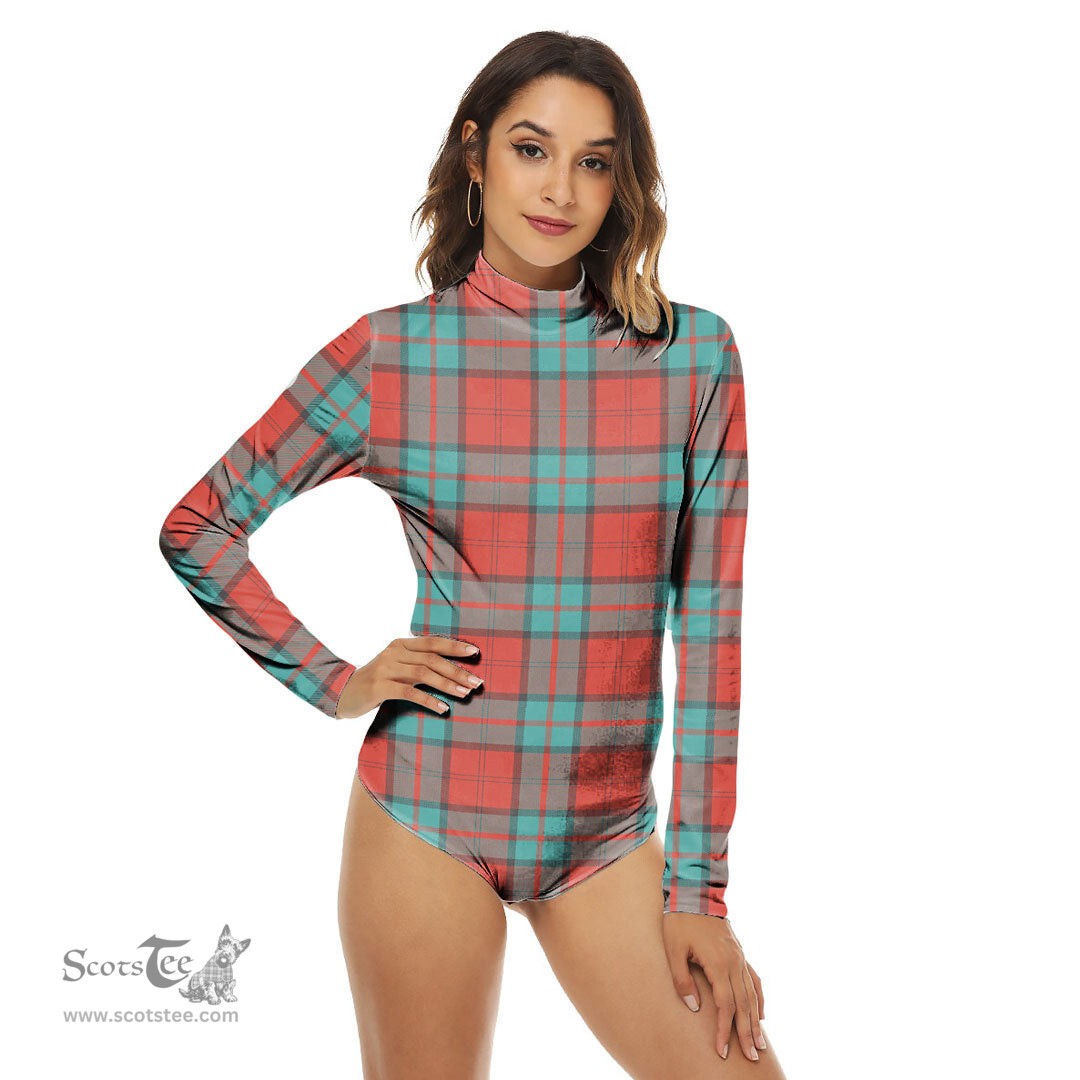 Scottish Dunbar Ancient Clan Tartan Womens Long Sleeve Turtleneck Bodysuit