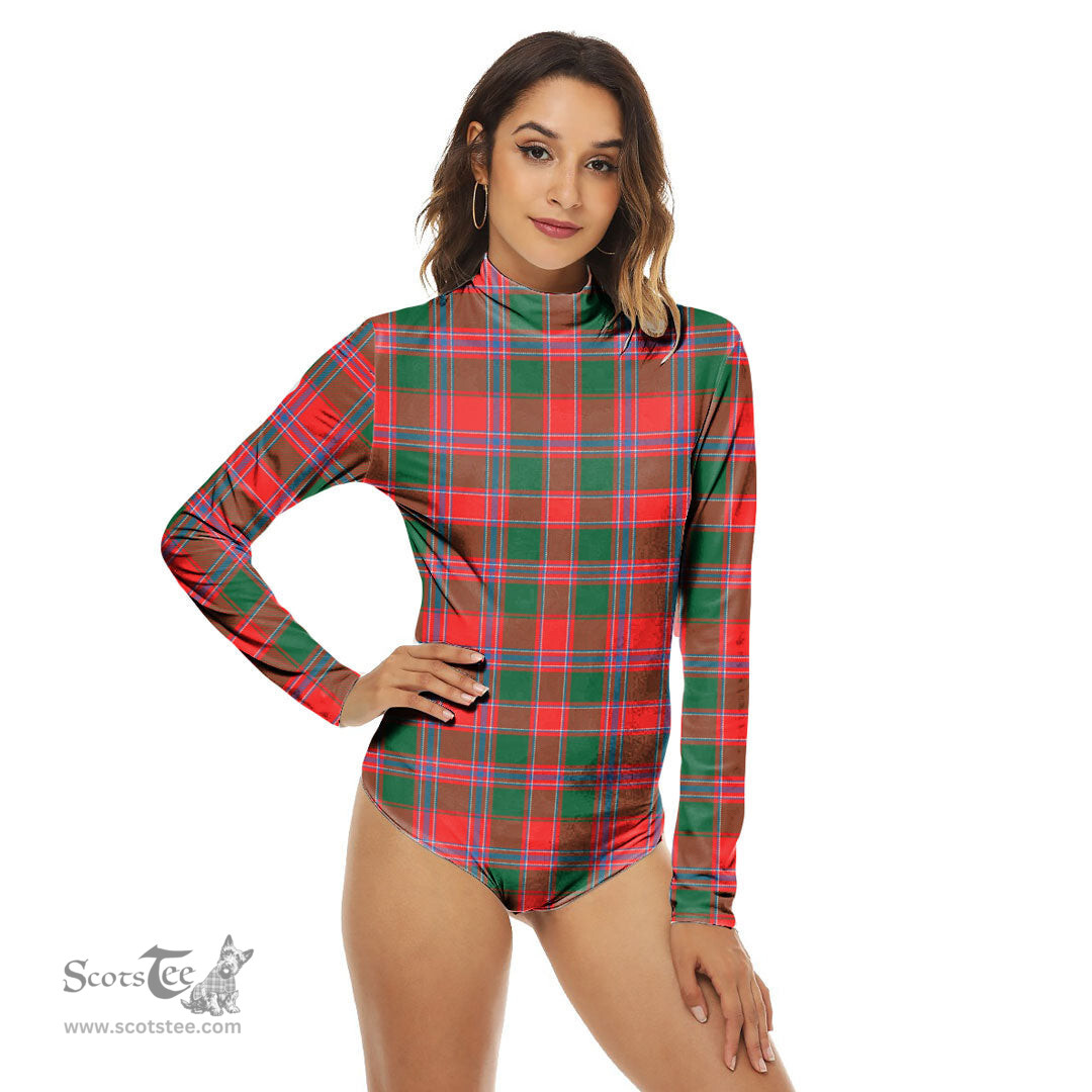 Scottish Dalziel Modern Clan Tartan Womens Long Sleeve Turtleneck Bodysuit