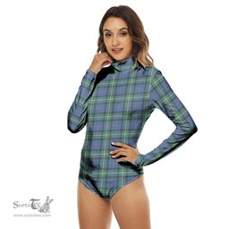 Scottish MacPhail Hunting Ancient Clan Tartan Womens Long Sleeve Turtleneck Bodysuit