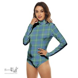 Scottish MacIntyre Hunting Ancient Clan Tartan Womens Long Sleeve Turtleneck Bodysuit