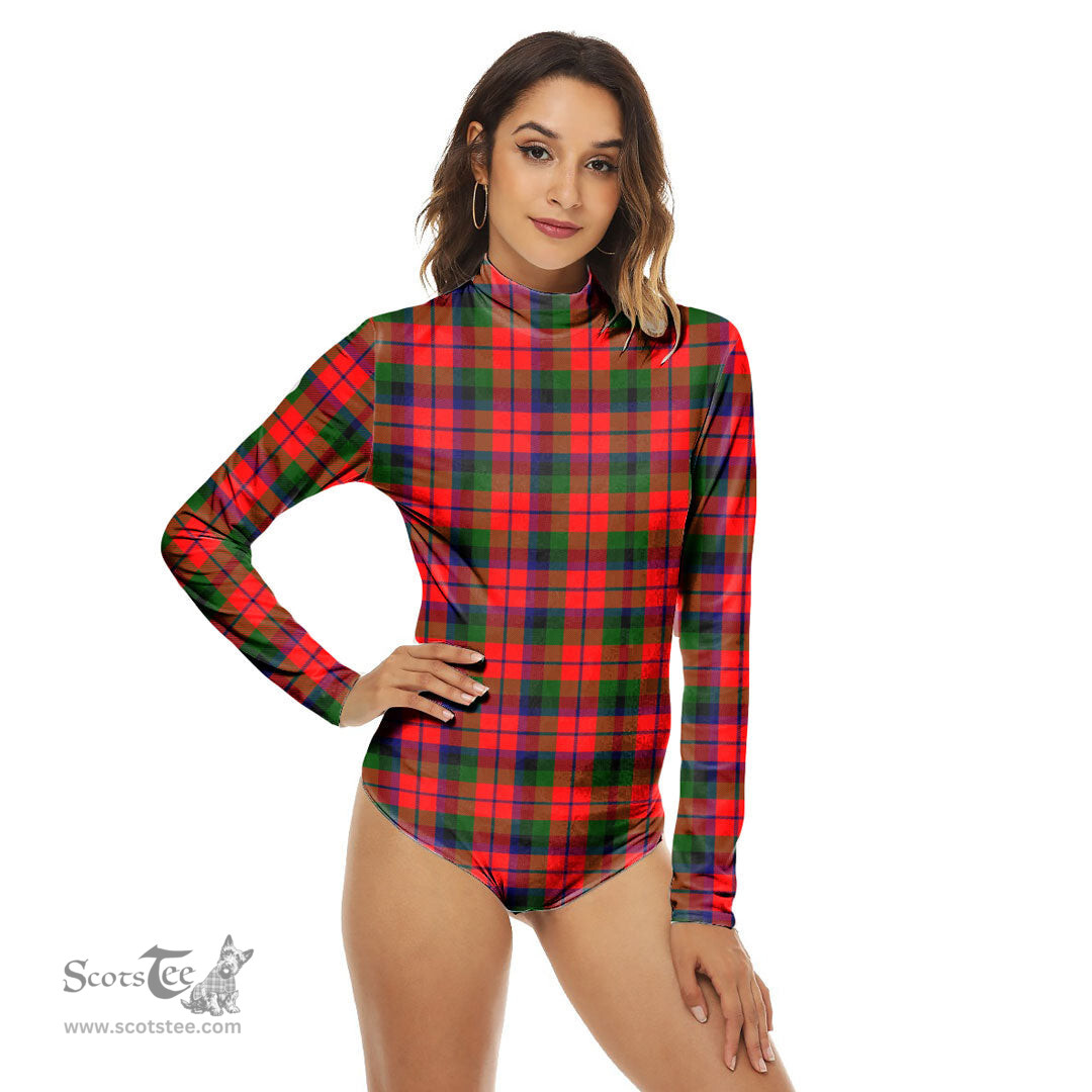 Scottish MacNaughton Modern Clan Tartan Womens Long Sleeve Turtleneck Bodysuit