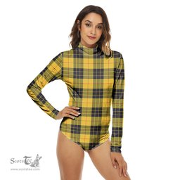 Scottish MacLeod of Lewis Ancient Clan Tartan Womens Long Sleeve Turtleneck Bodysuit