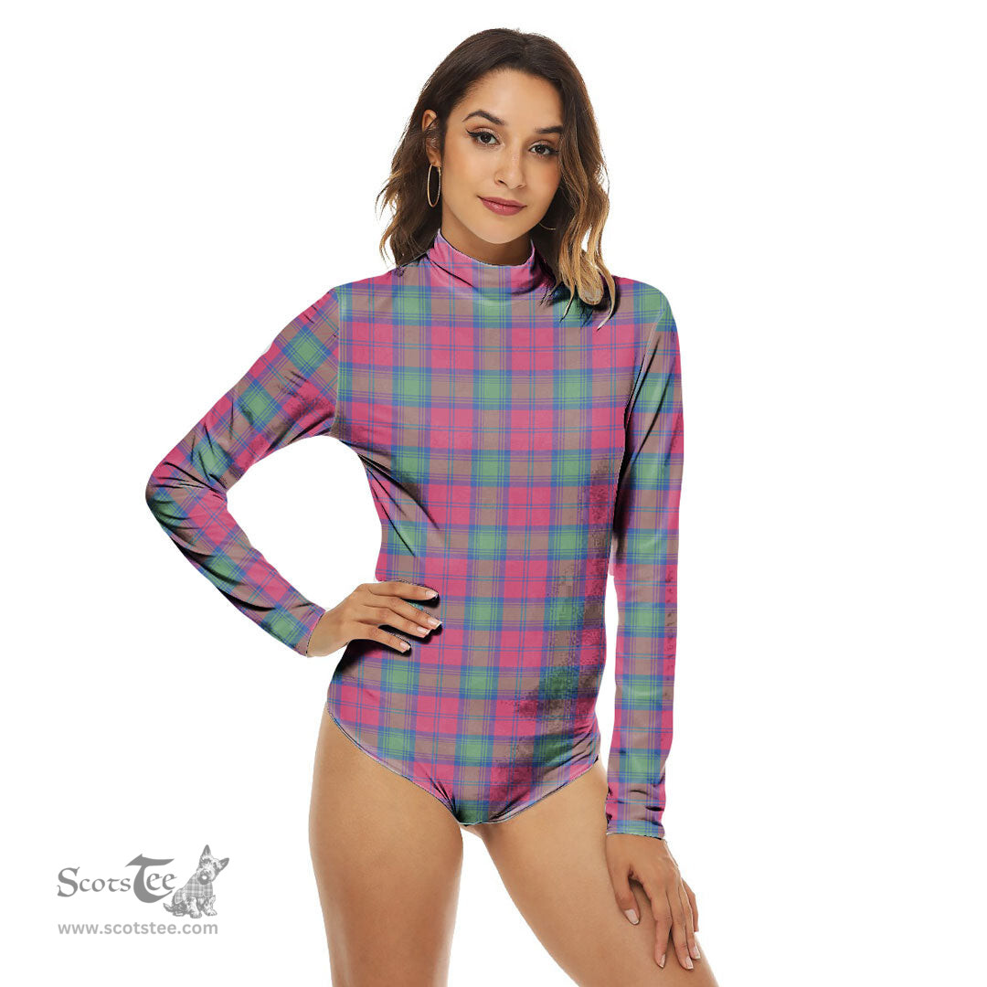 Scottish Lindsay Ancient Clan Tartan Womens Long Sleeve Turtleneck Bodysuit
