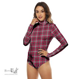 Scottish Little Clan Tartan Womens Long Sleeve Turtleneck Bodysuit