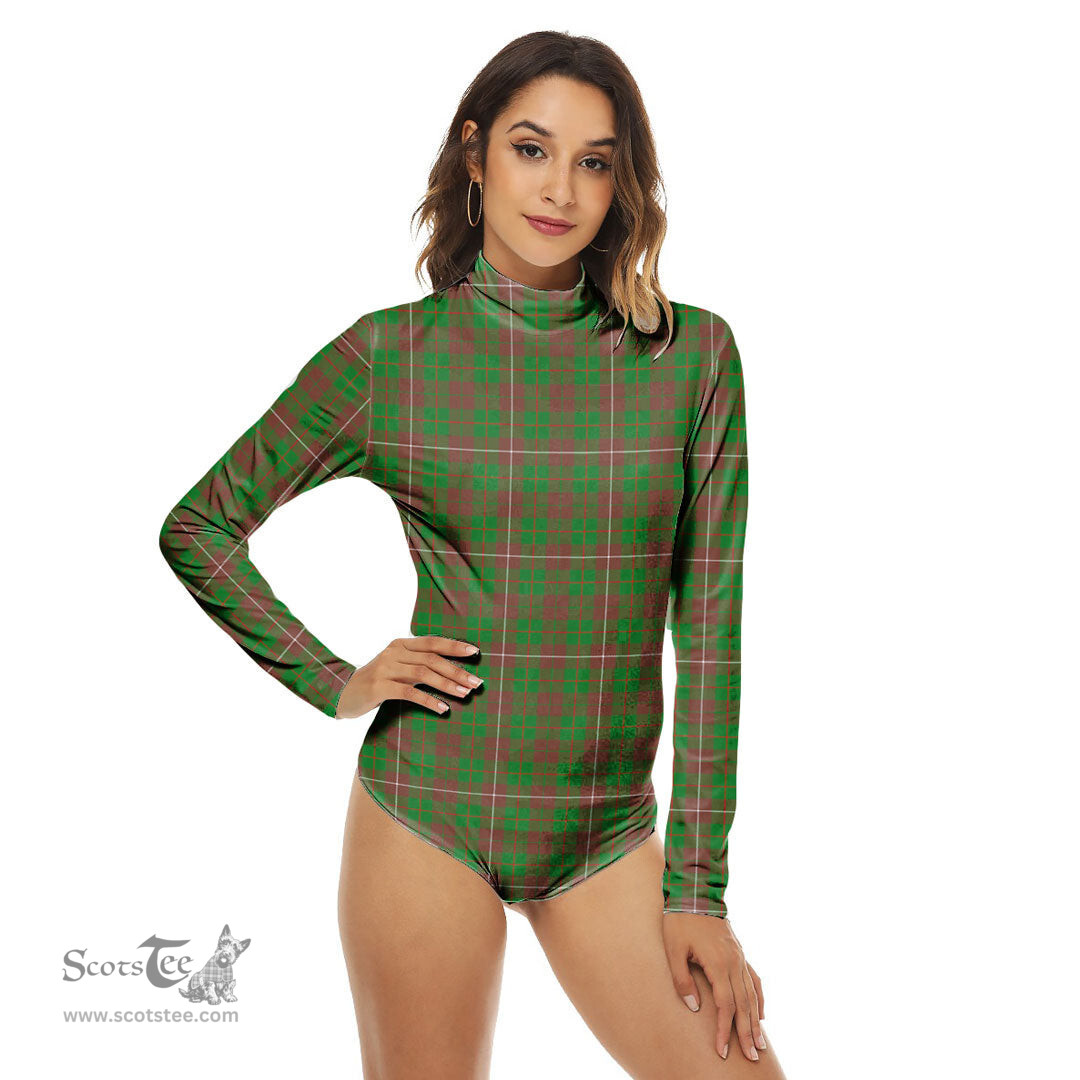 Scottish MacKinnon Hunting Modern Clan Tartan Womens Long Sleeve Turtleneck Bodysuit