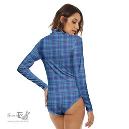 Scottish Mercer Modern Clan Crest Tartan Womens Long Sleeve Turtleneck Bodysuit