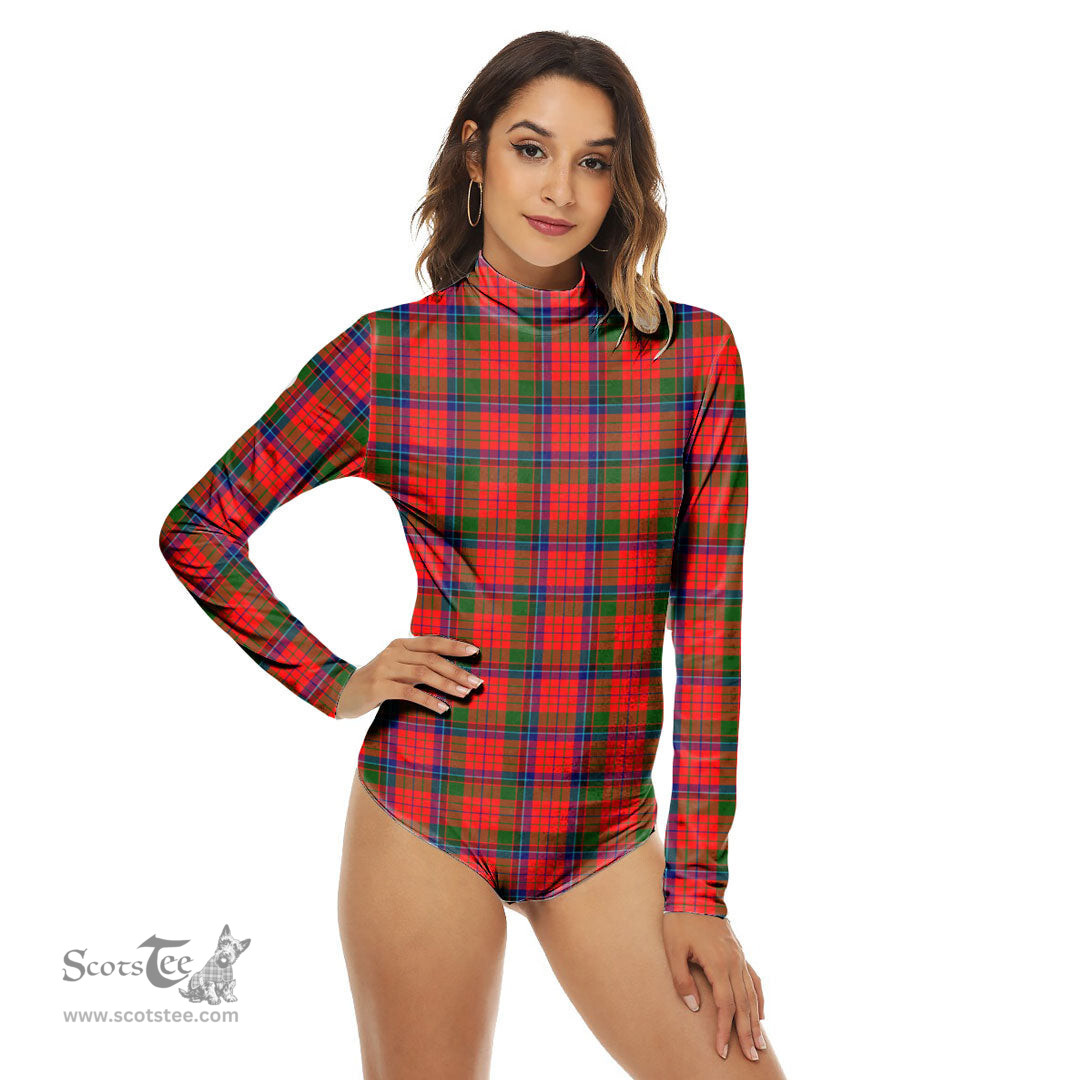 Scottish Nicolson Modern Clan Tartan Womens Long Sleeve Turtleneck Bodysuit