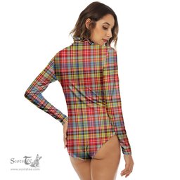 Scottish Ogilvie of Airlie Ancient Clan Tartan Womens Long Sleeve Turtleneck Bodysuit