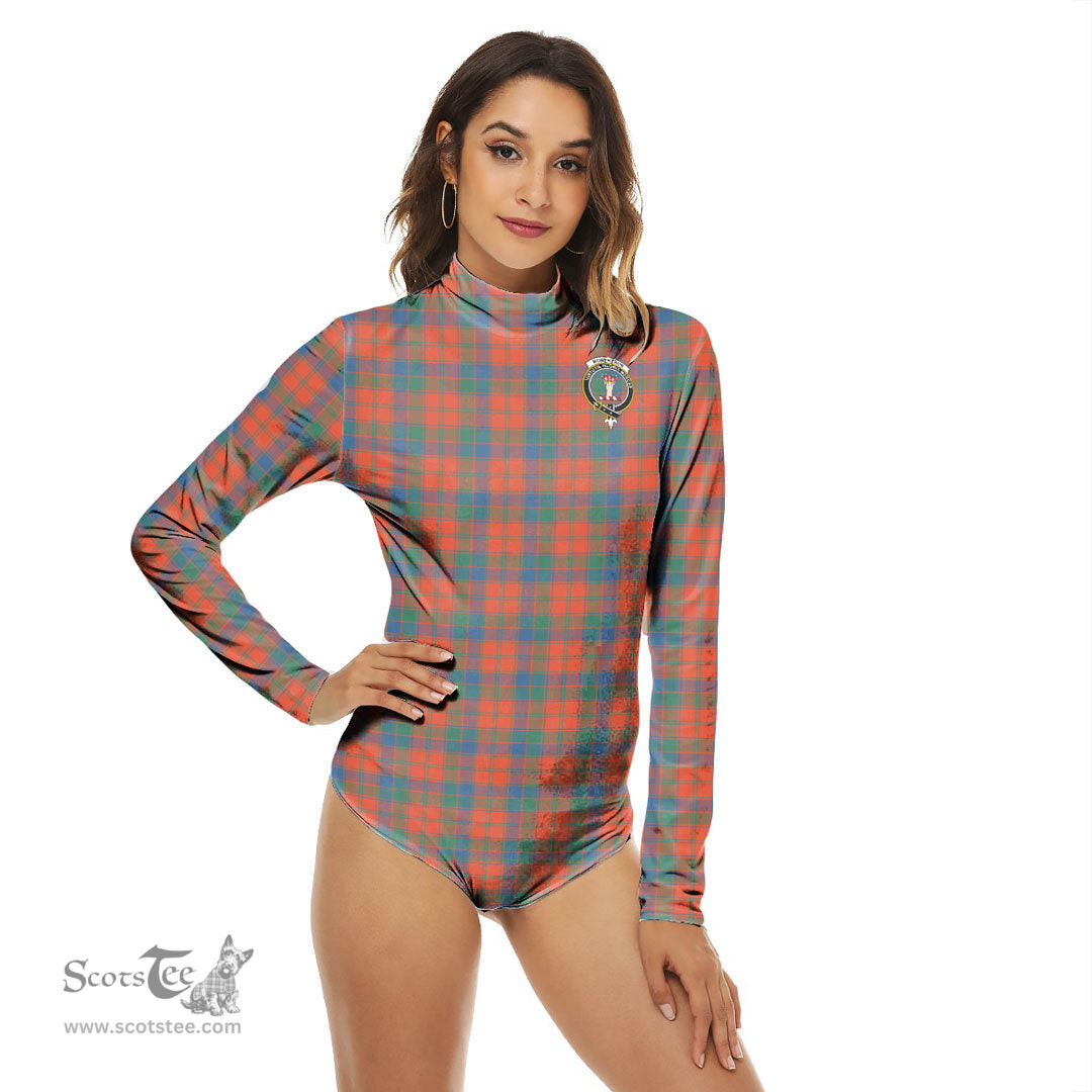 Scottish Robertson Ancient Clan Crest Tartan Womens Long Sleeve Turtleneck Bodysuit