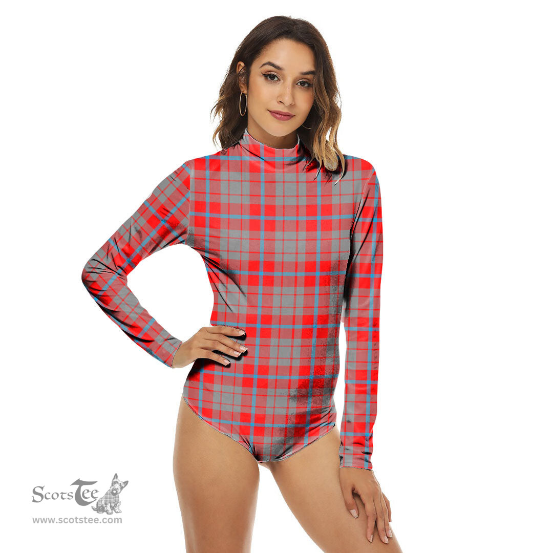Scottish Moubray Clan Tartan Womens Long Sleeve Turtleneck Bodysuit